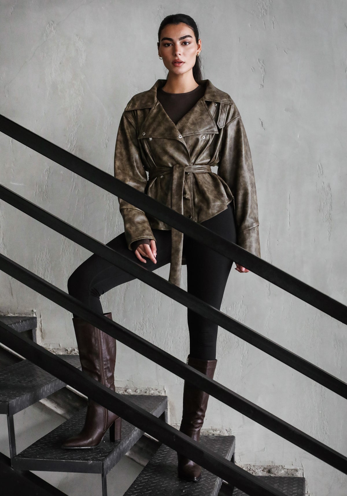 Not Your Basic Leather Jacket - Army Taupe