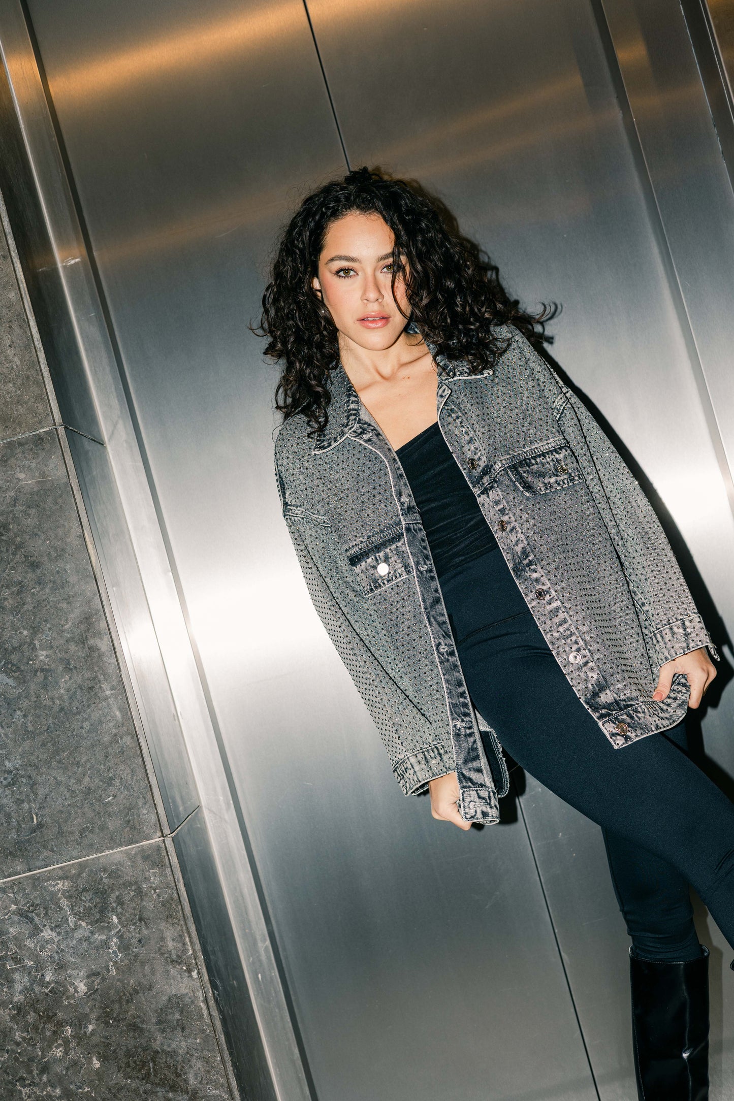 You’re A Gem Denim Jacket in Grey