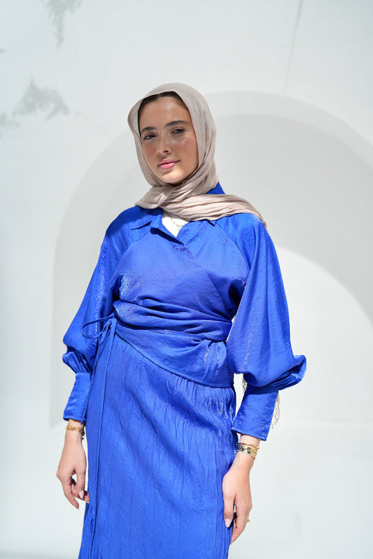 Shimmery Wrap Top - Royal Blue