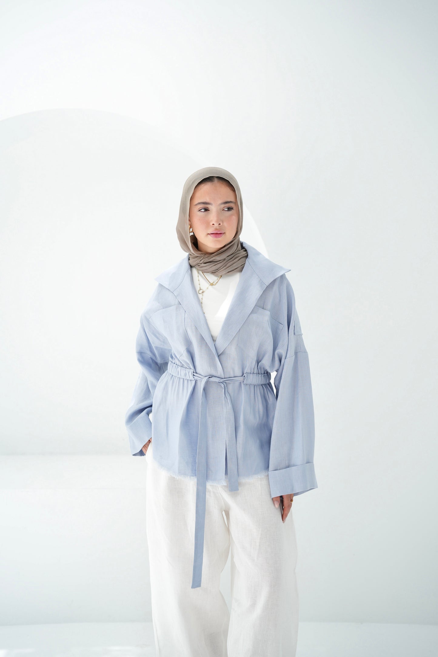 Amalia’s Signature Linen Top - Baby Blue