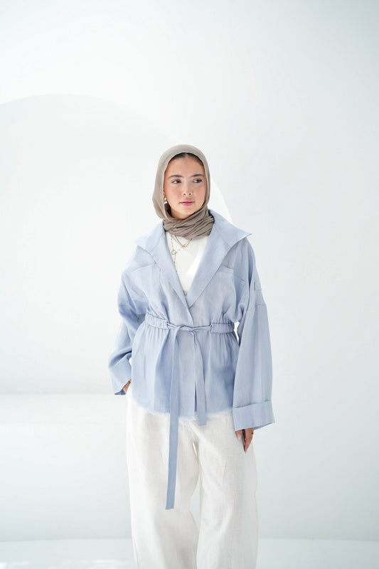 Amalia’s Signature Linen Top - Baby Blue