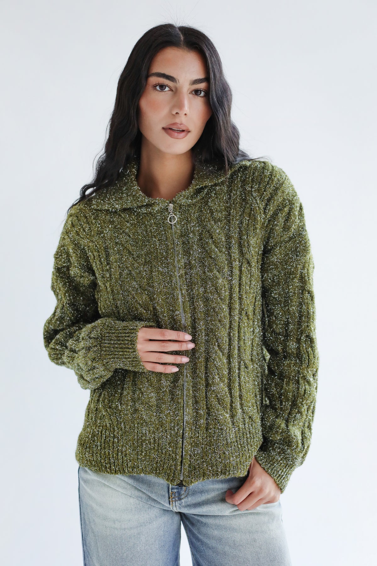 Too good to take off knit sweater - Olive