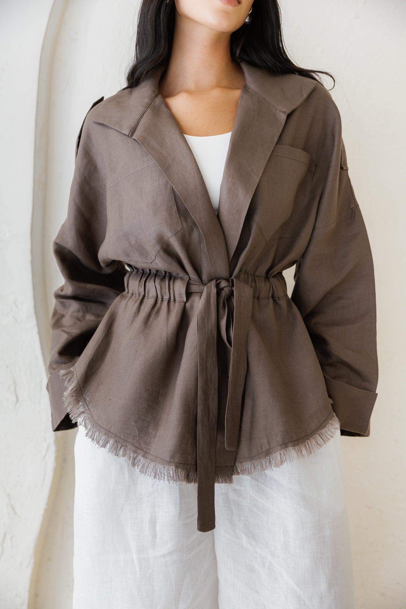 Amalia’s Signature Linen Top - Dusty Grey