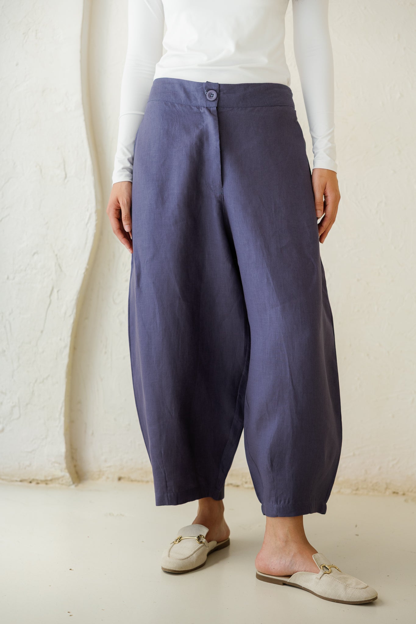 Essential Balloon Linen Pants - Navy