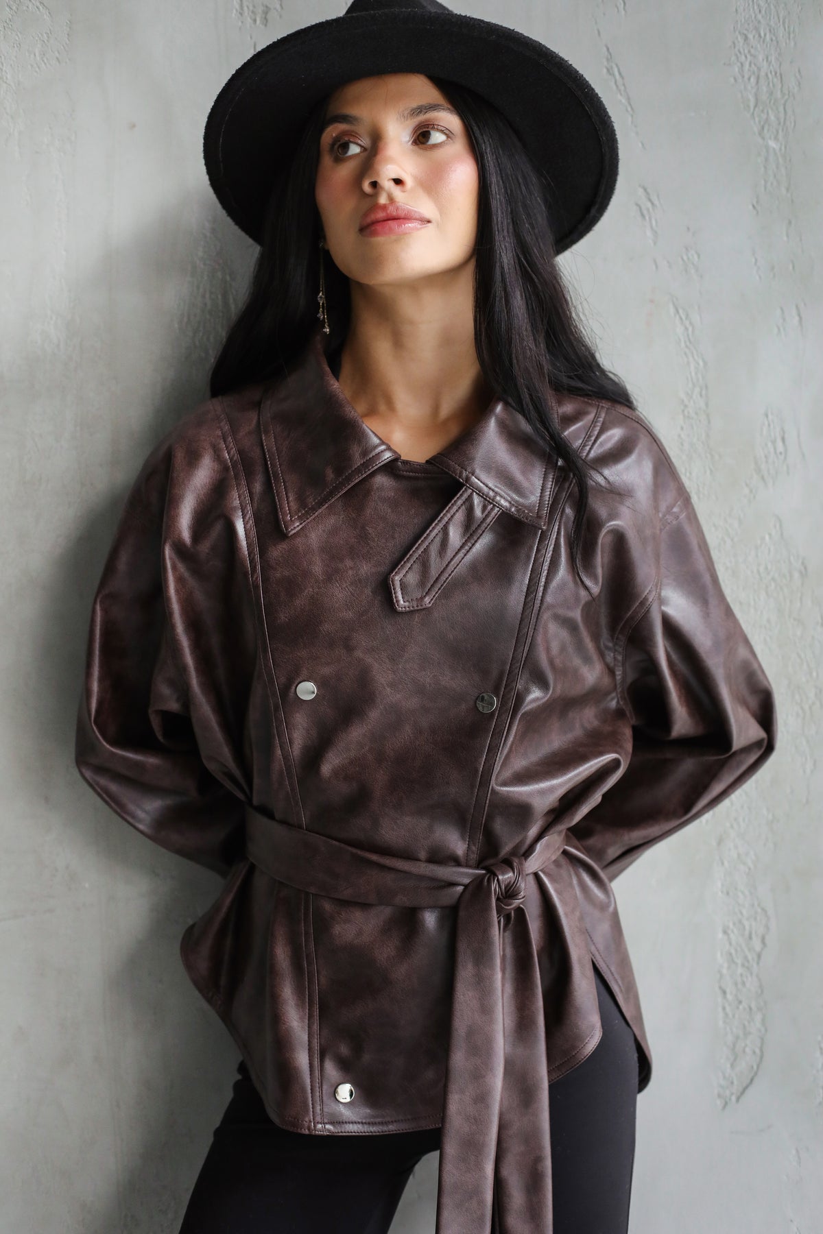 Not Your Basic Leather Jacket - Brown