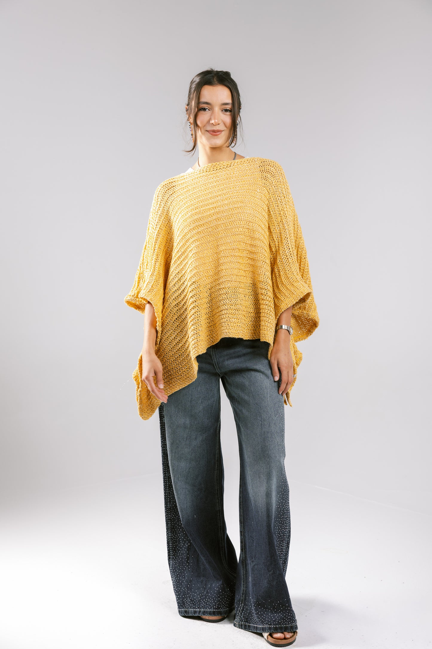 Seen At Sunset Crochet Cape in Yellow