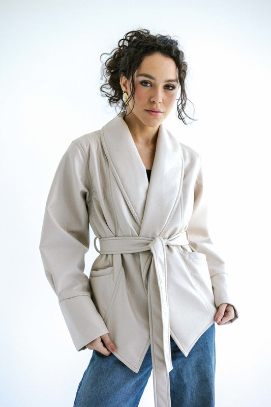 Risk Taker Leather Jacket - Creme