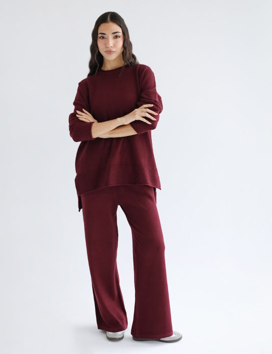 Good Feels Knit Set - Burgundy