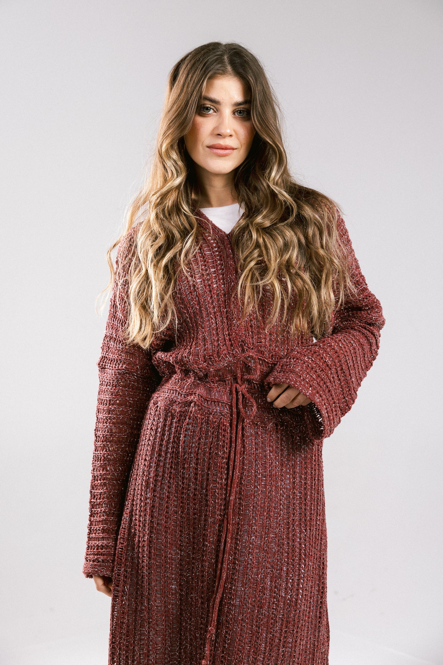 Sunbeam Crochet Coverup Dress - Burgundy