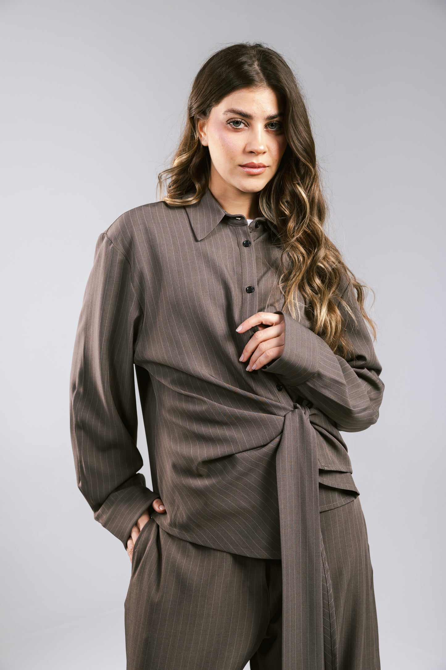 Knot Your Type Striped Set - Brown