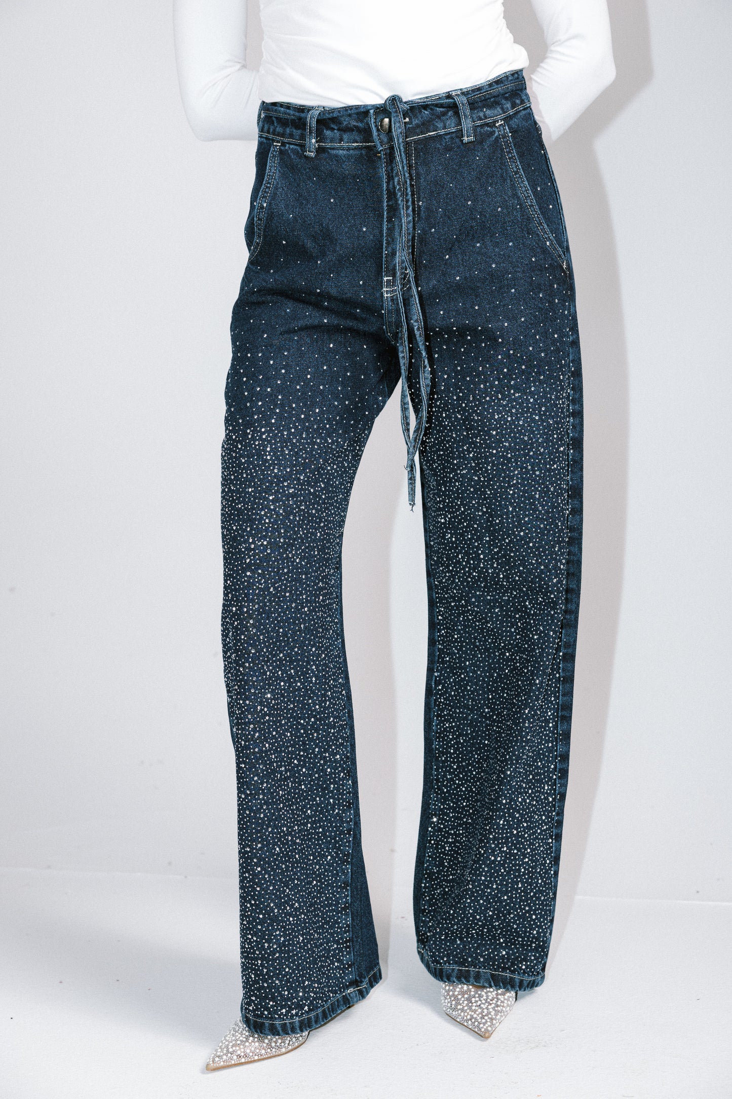 Unmatched Denim Pants in Dark Blue