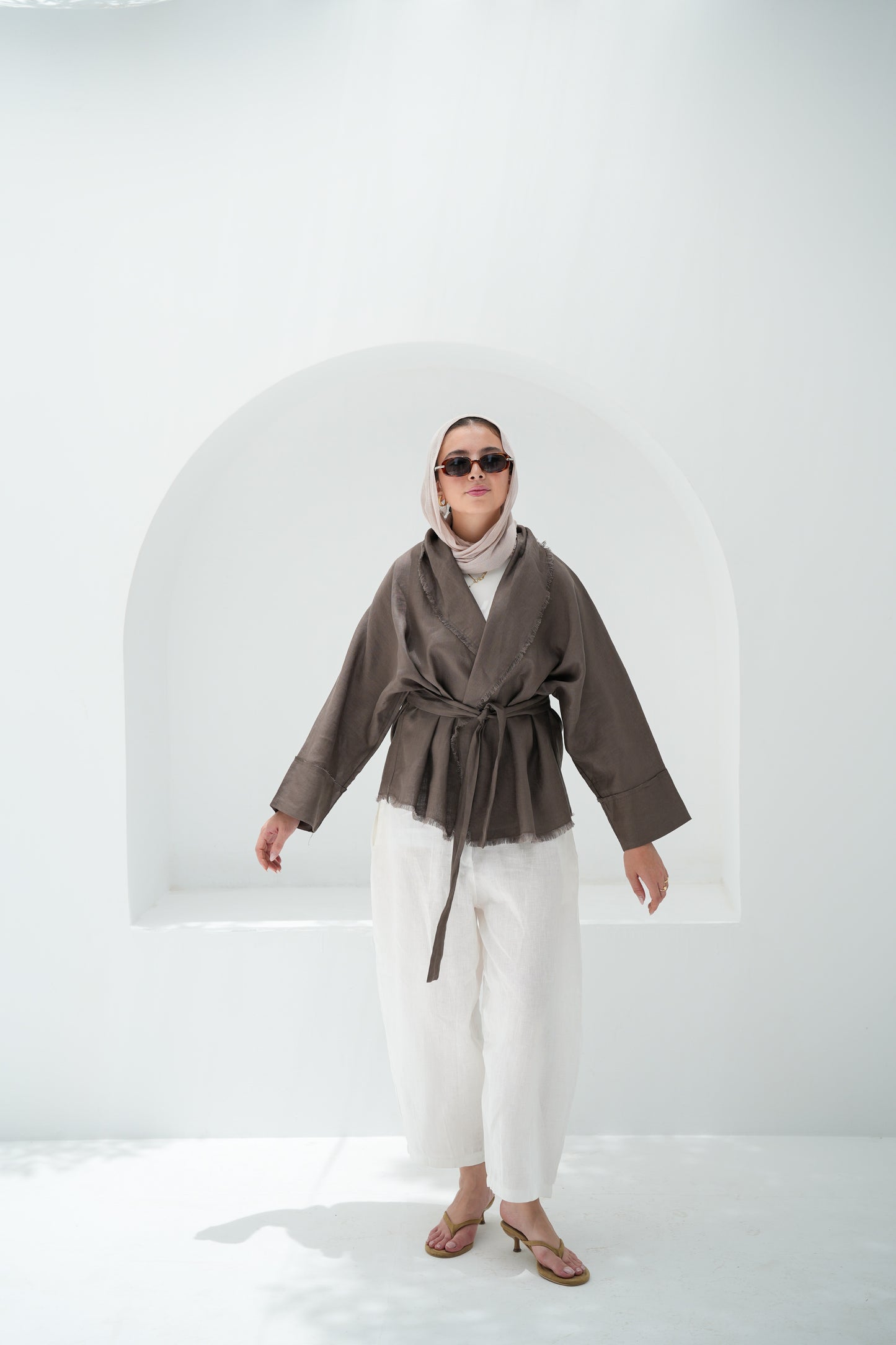 Sun Chaser Linen Cardigan - Mushroom