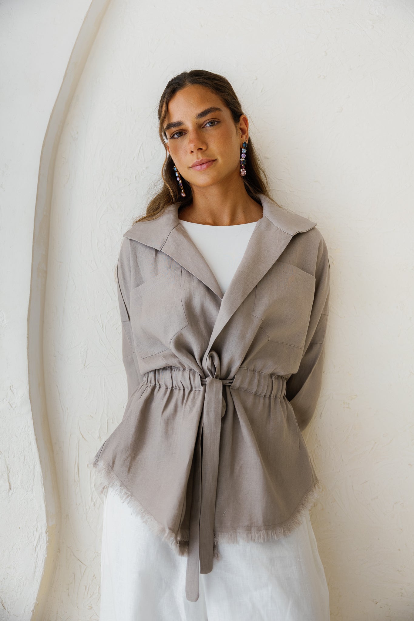 Amalia’s Signature Linen Top - Stone Grey