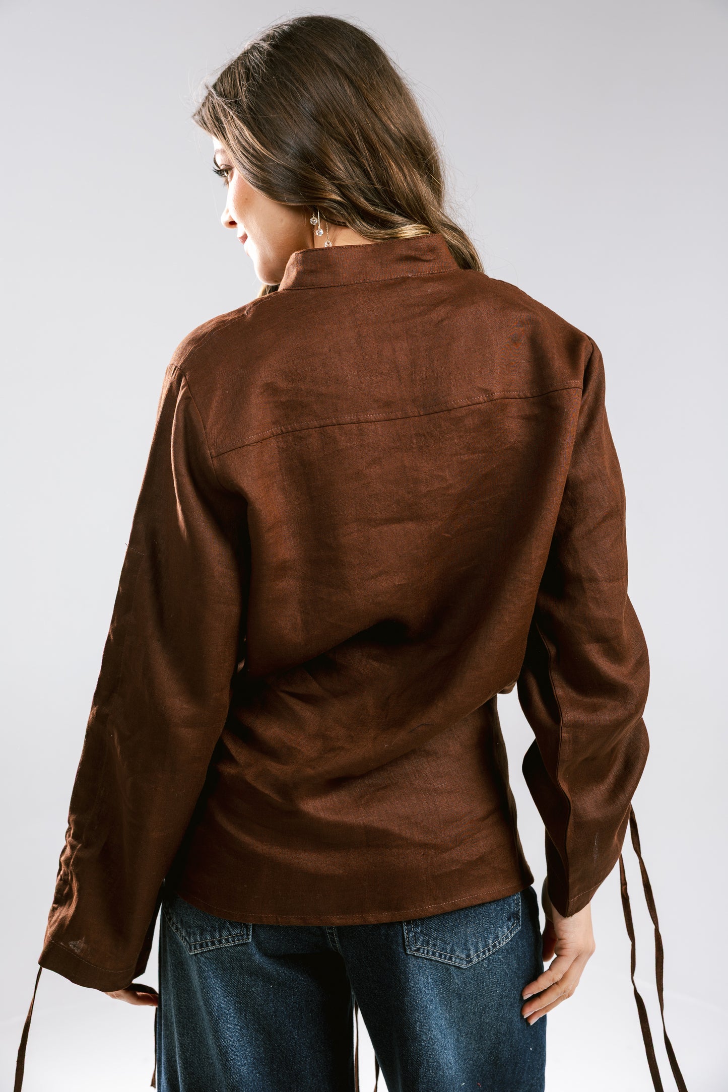 Pretty Fringes Linen Shirt - Brown