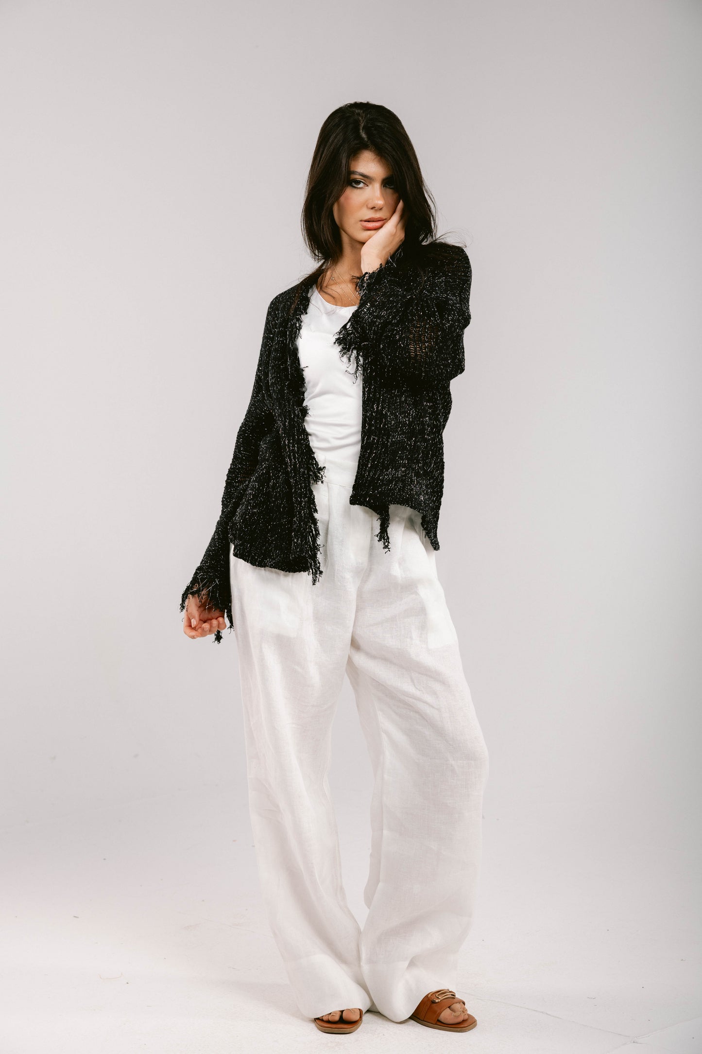 Brighter Days Crochet Cardigan - Black