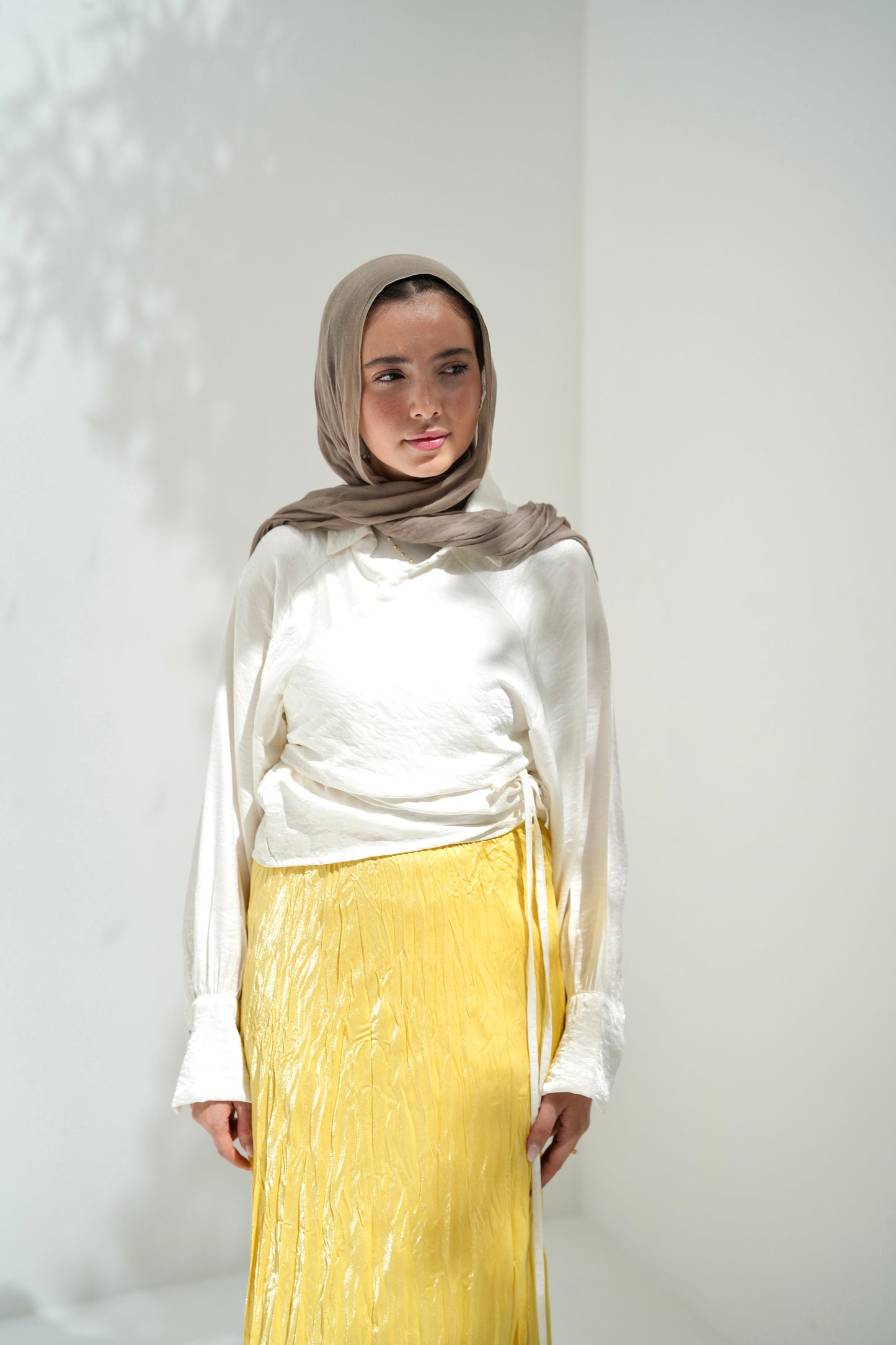 Crushed Shimmery Skirt in Yellow