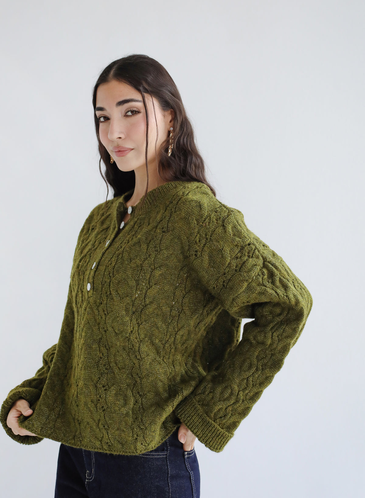 Sweet as you knit sweater - Olive