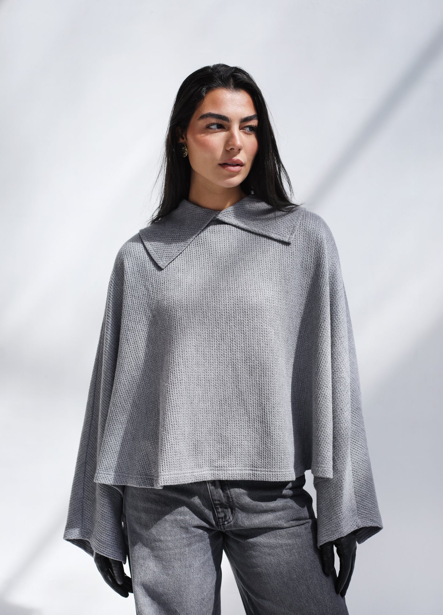 Wonderlust Knit Cape - Grey