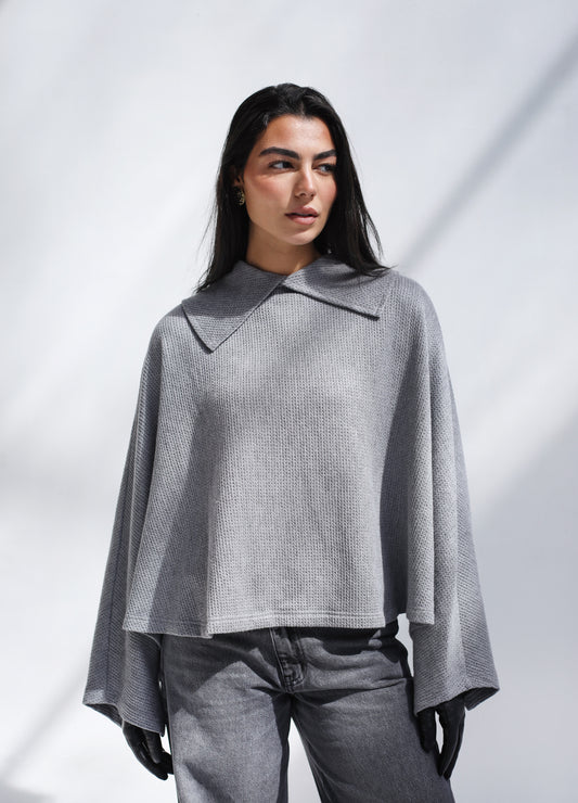 Wonderlust Knit Cape - Grey