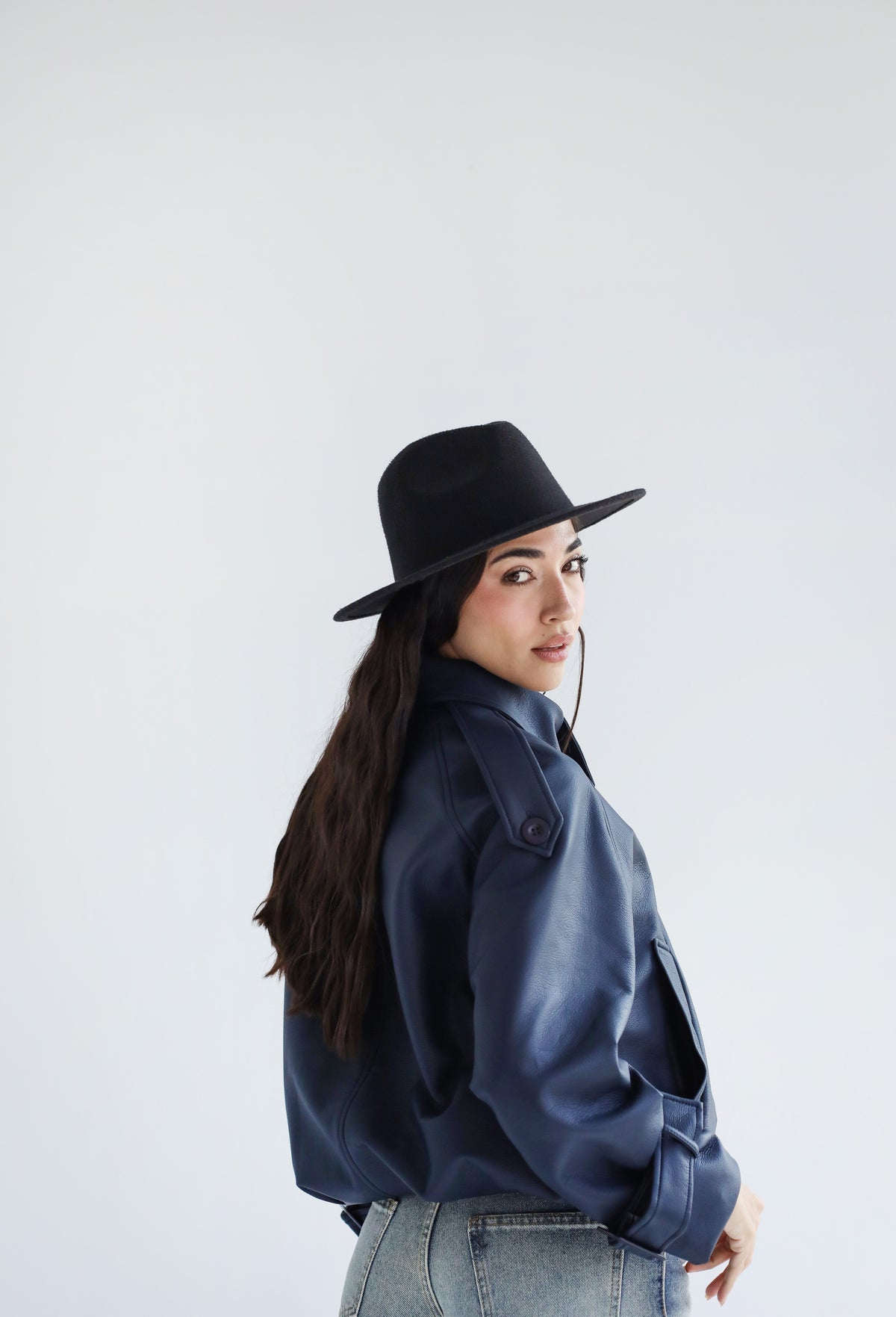 Instant Attraction Leather Jacket - Navy