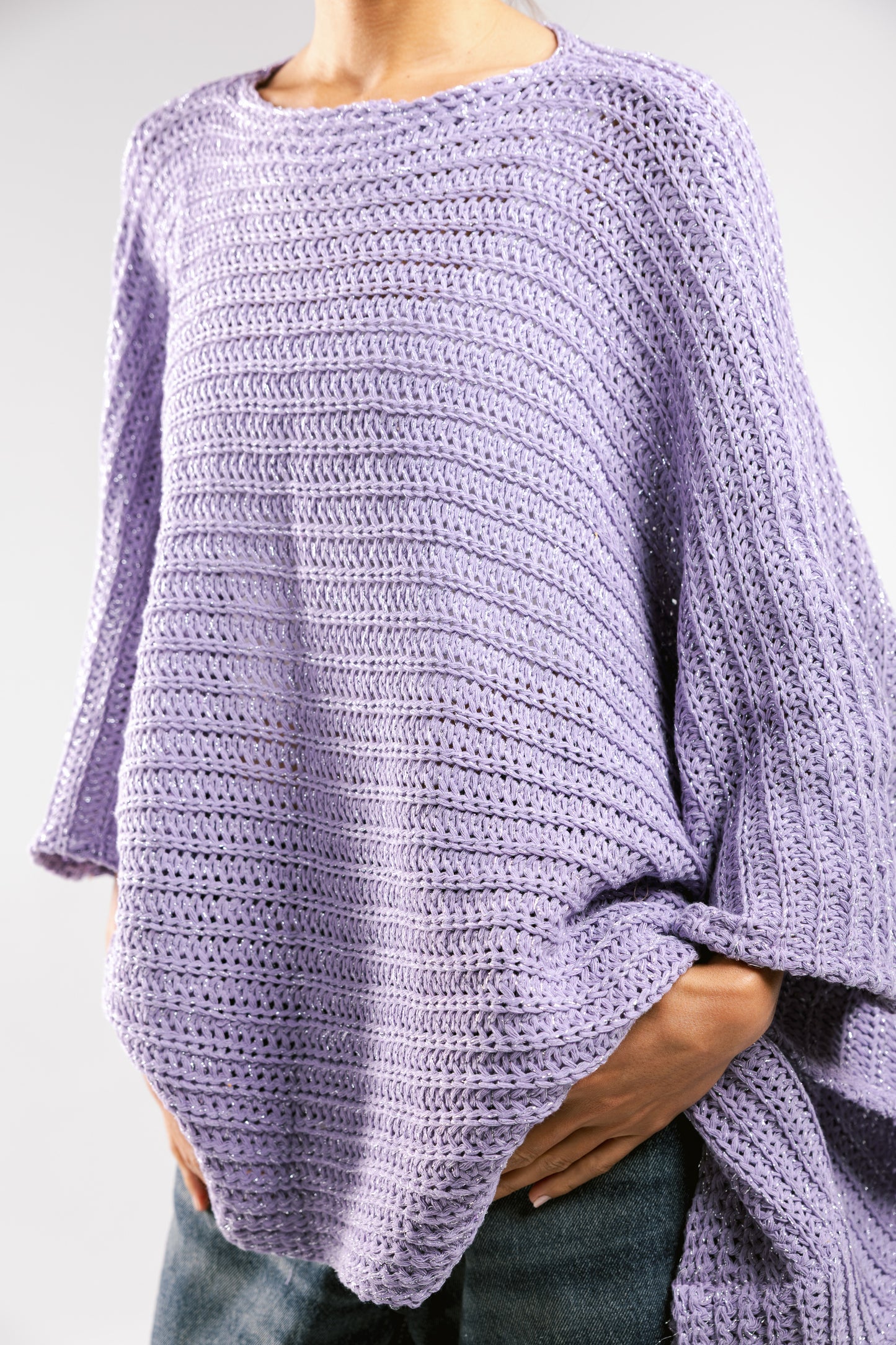 Seen At Sunset Crochet Cape in Lilac