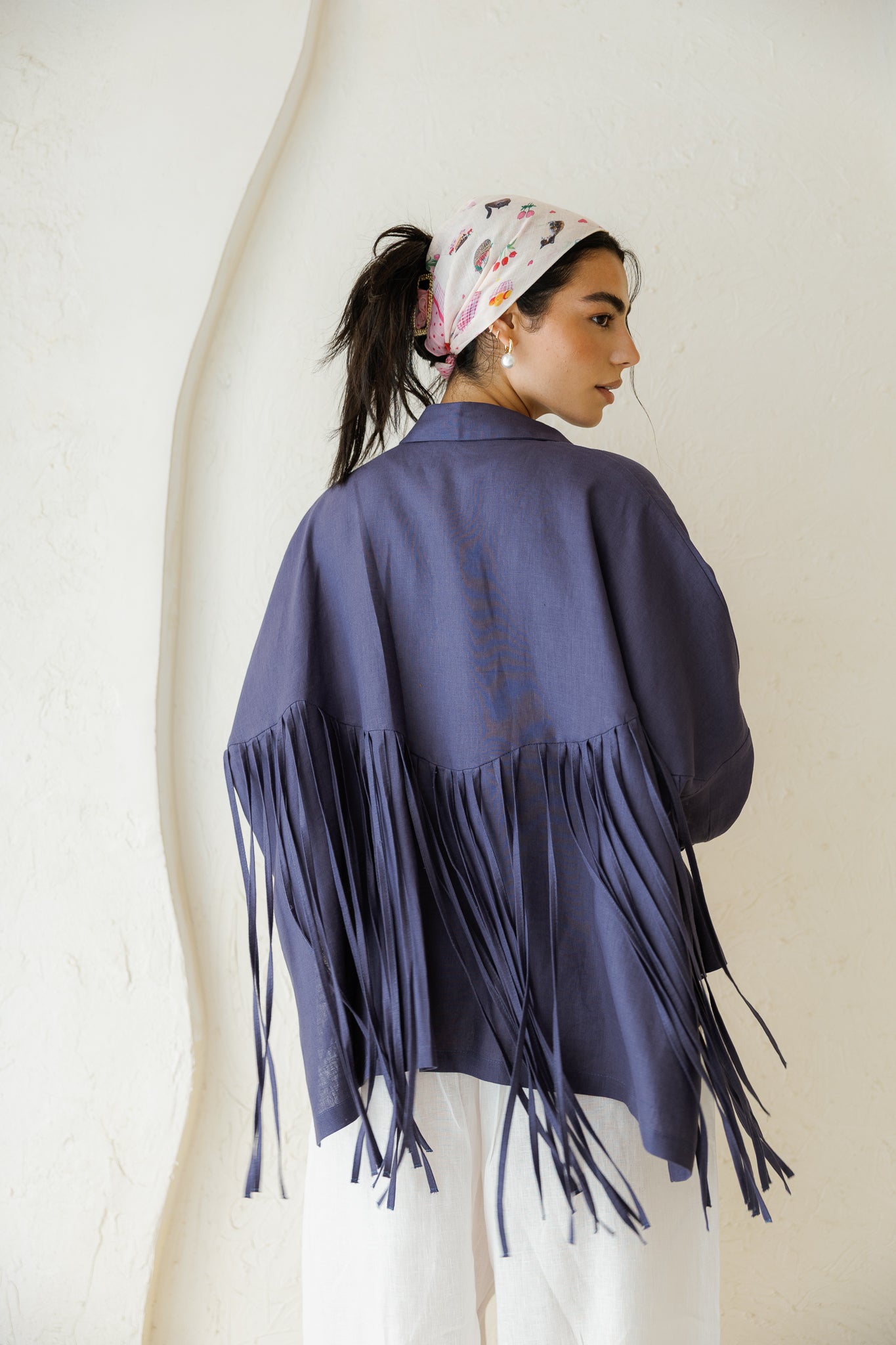 Summer Smiles Linen Top - Navy