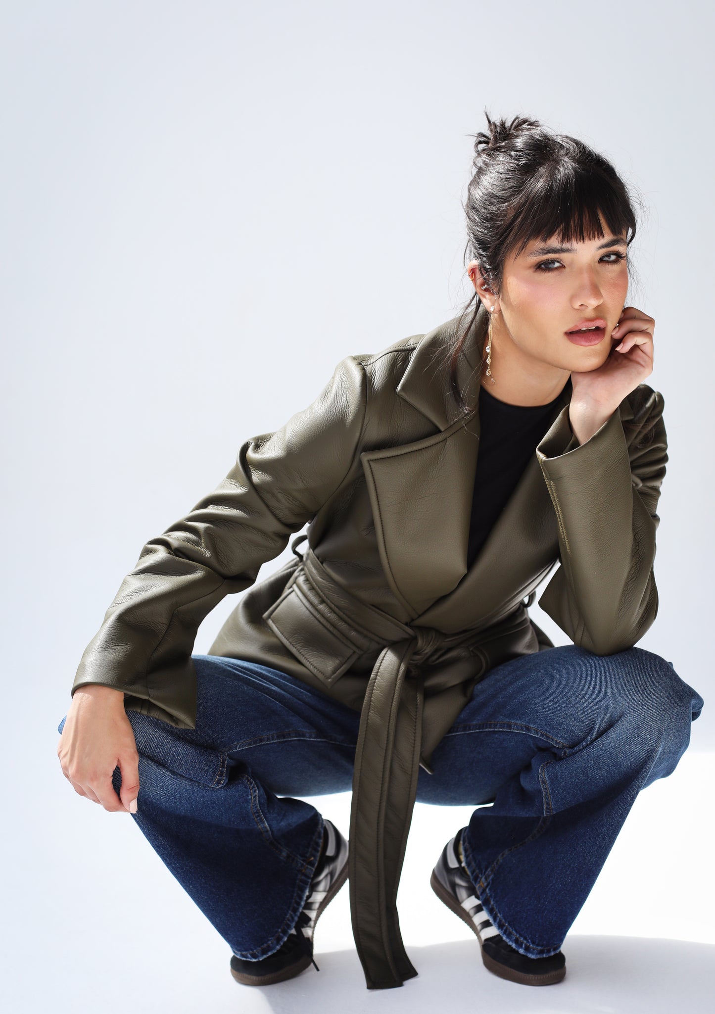 Going Places Leather Blazer - Olive