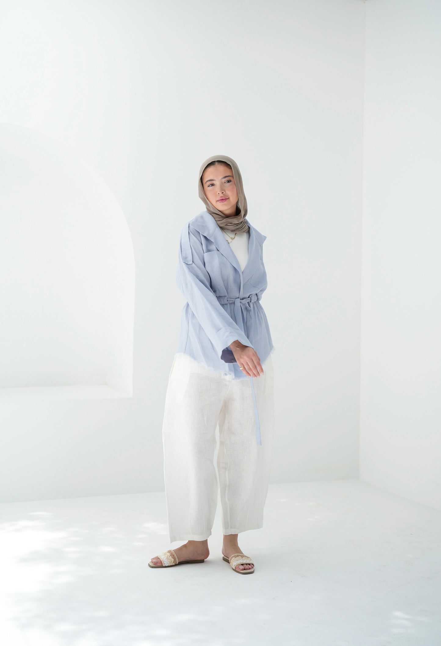 Amalia’s Signature Linen Top - Baby Blue