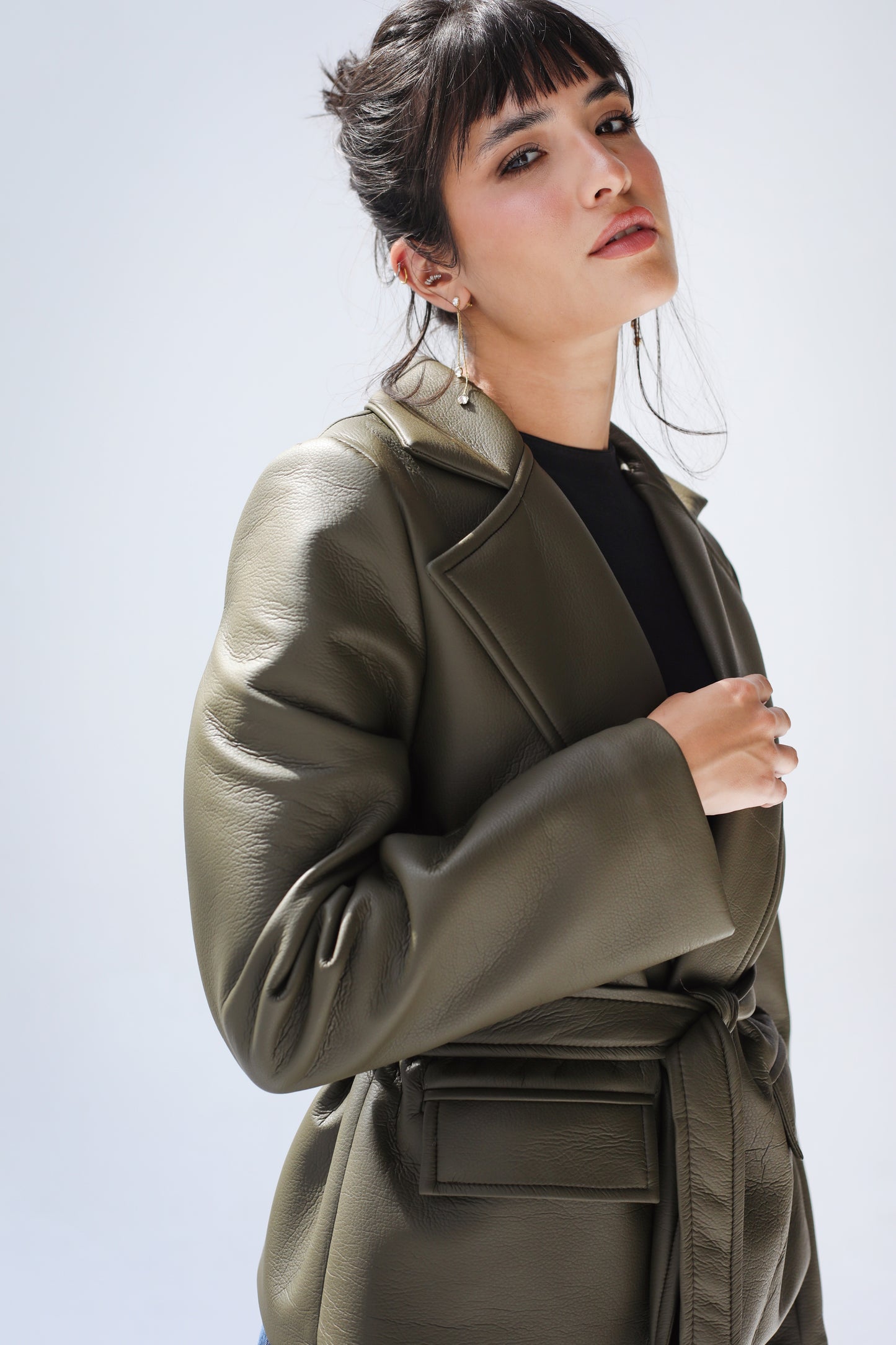Going Places Leather Blazer - Olive