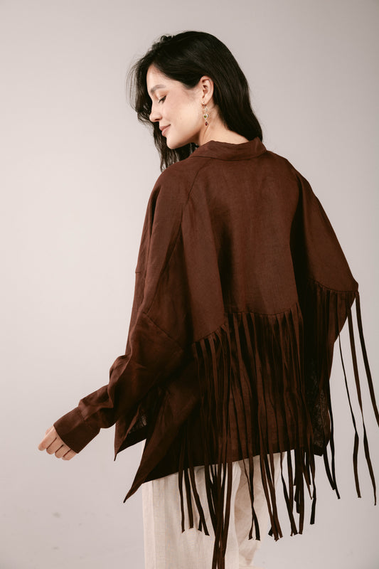 Summer Smiles Linen Top - Brown