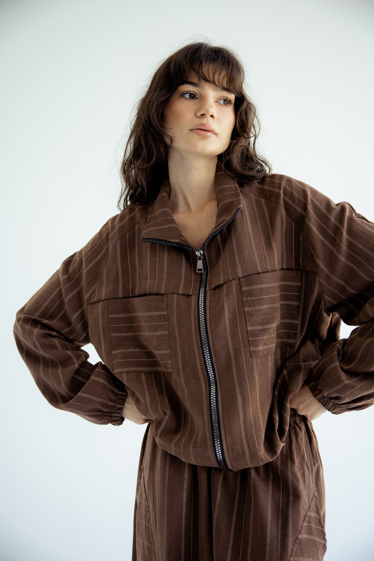 Now or Never Striped Set - Brown