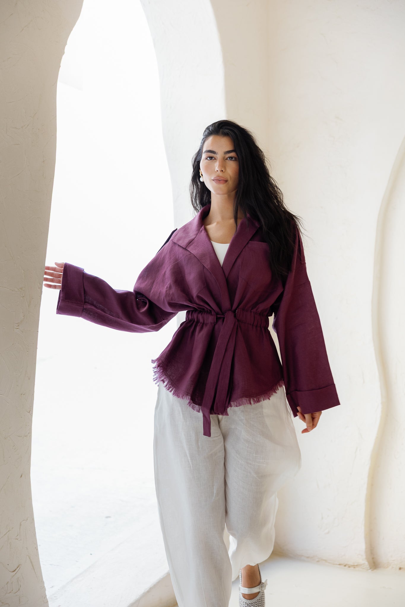 Amalia’s Signature Linen Top - Purple