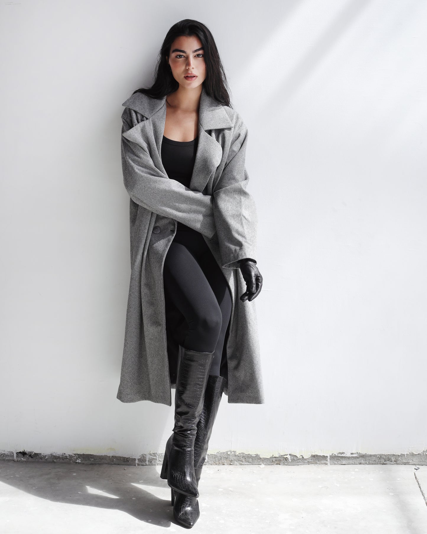 Long Time Coat - Light Grey Stripes