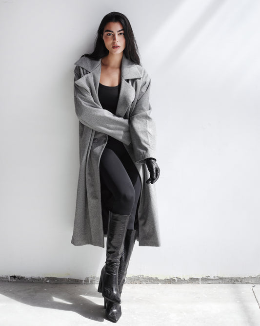 Long Time Coat - Light Grey Stripes