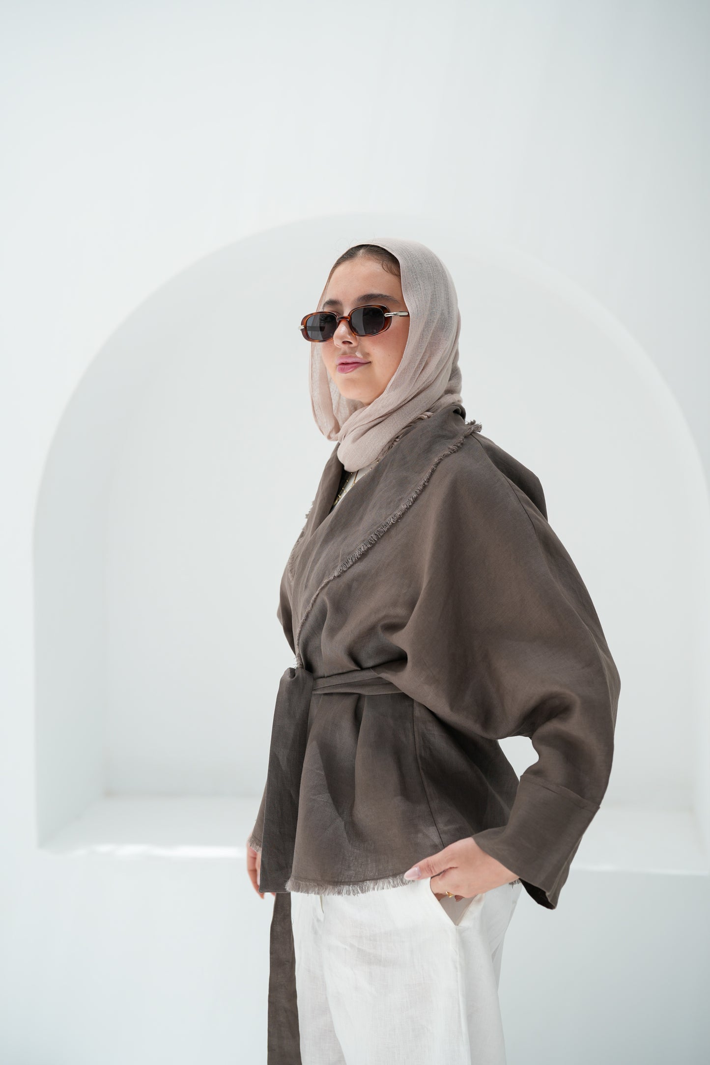 Sun Chaser Linen Cardigan - Mushroom