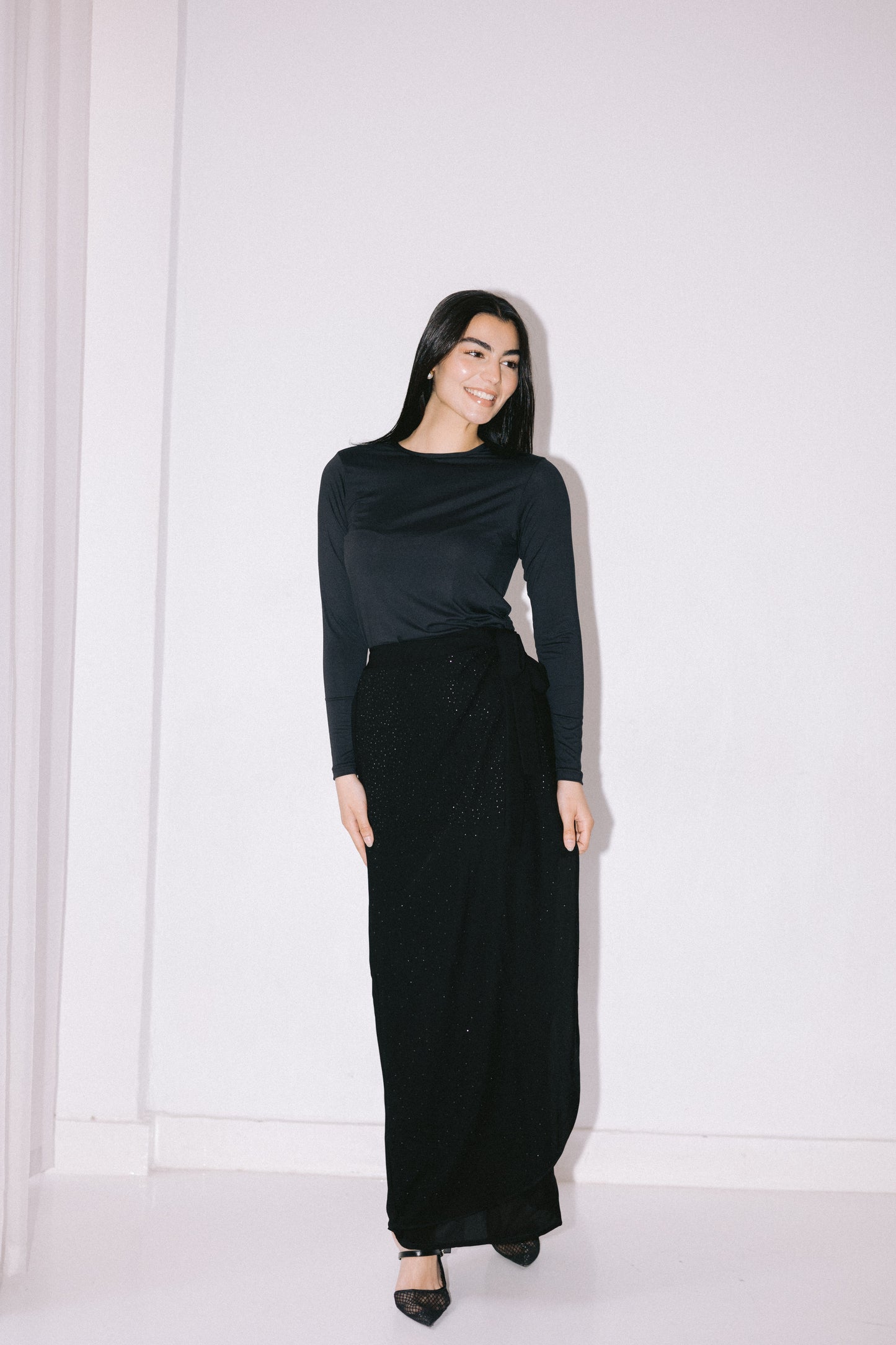 Stardust Wrap Skirt in Black
