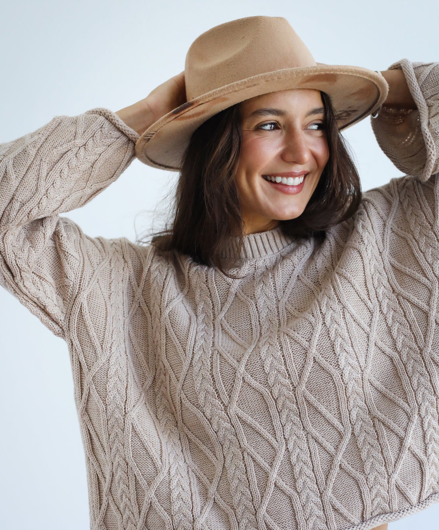 Heartwarming Cable Sweater in Beige