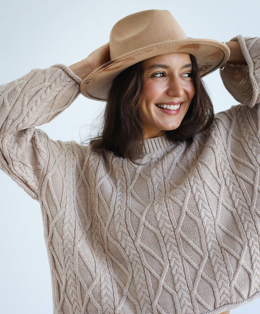 Heartwarming Cable Sweater in Beige