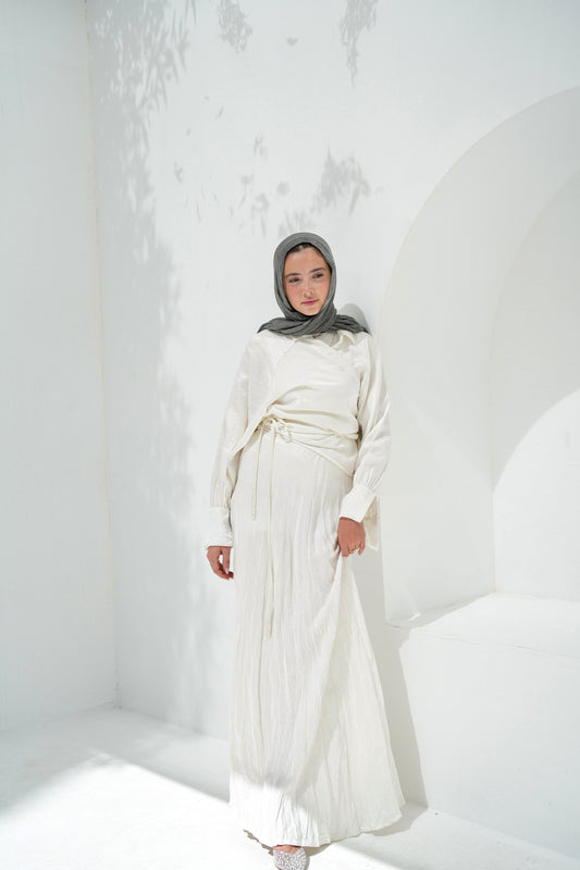 Crushed Shimmery Skirt in White