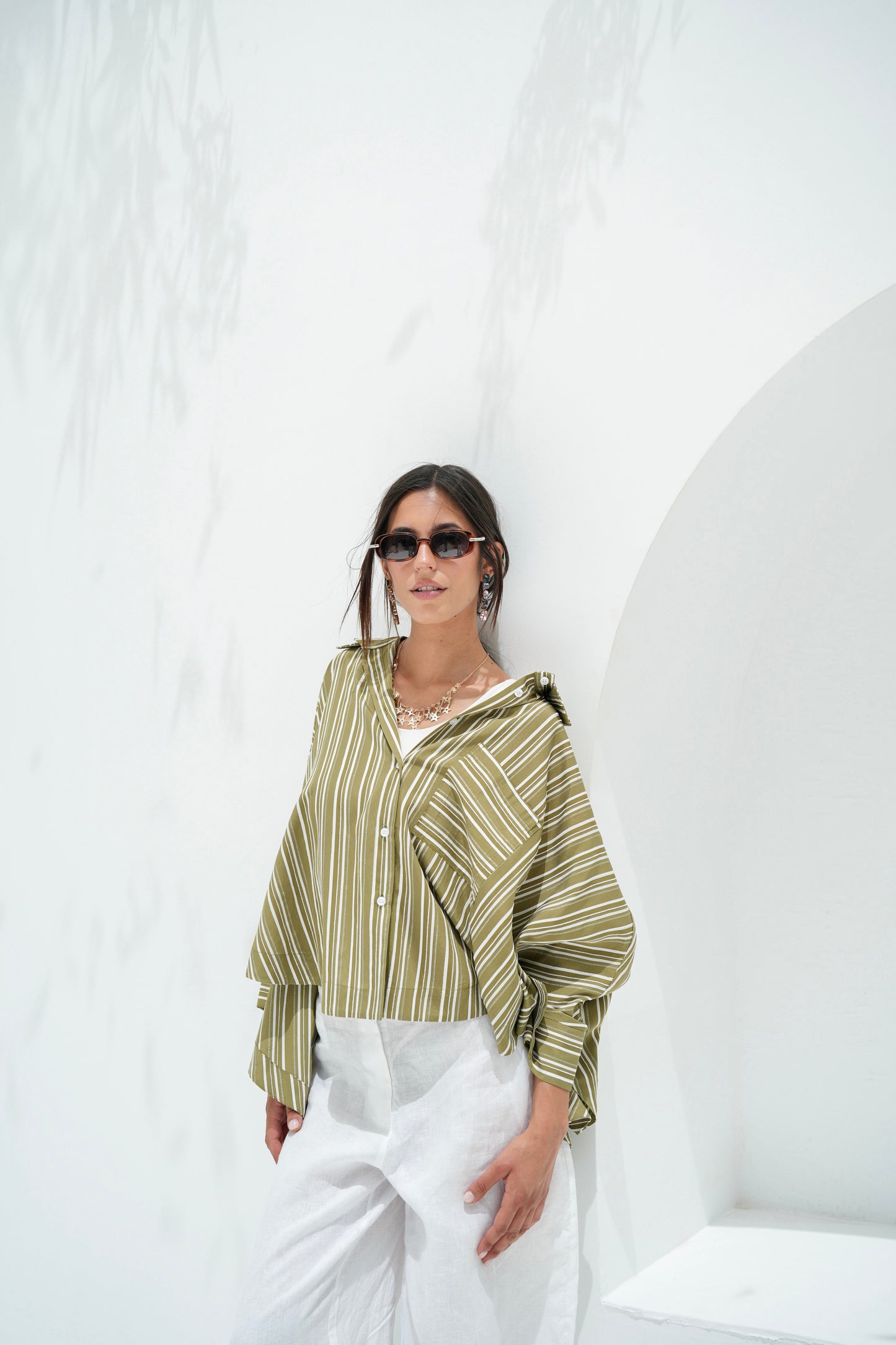 Over The Rainbow Striped Shirt - Olive