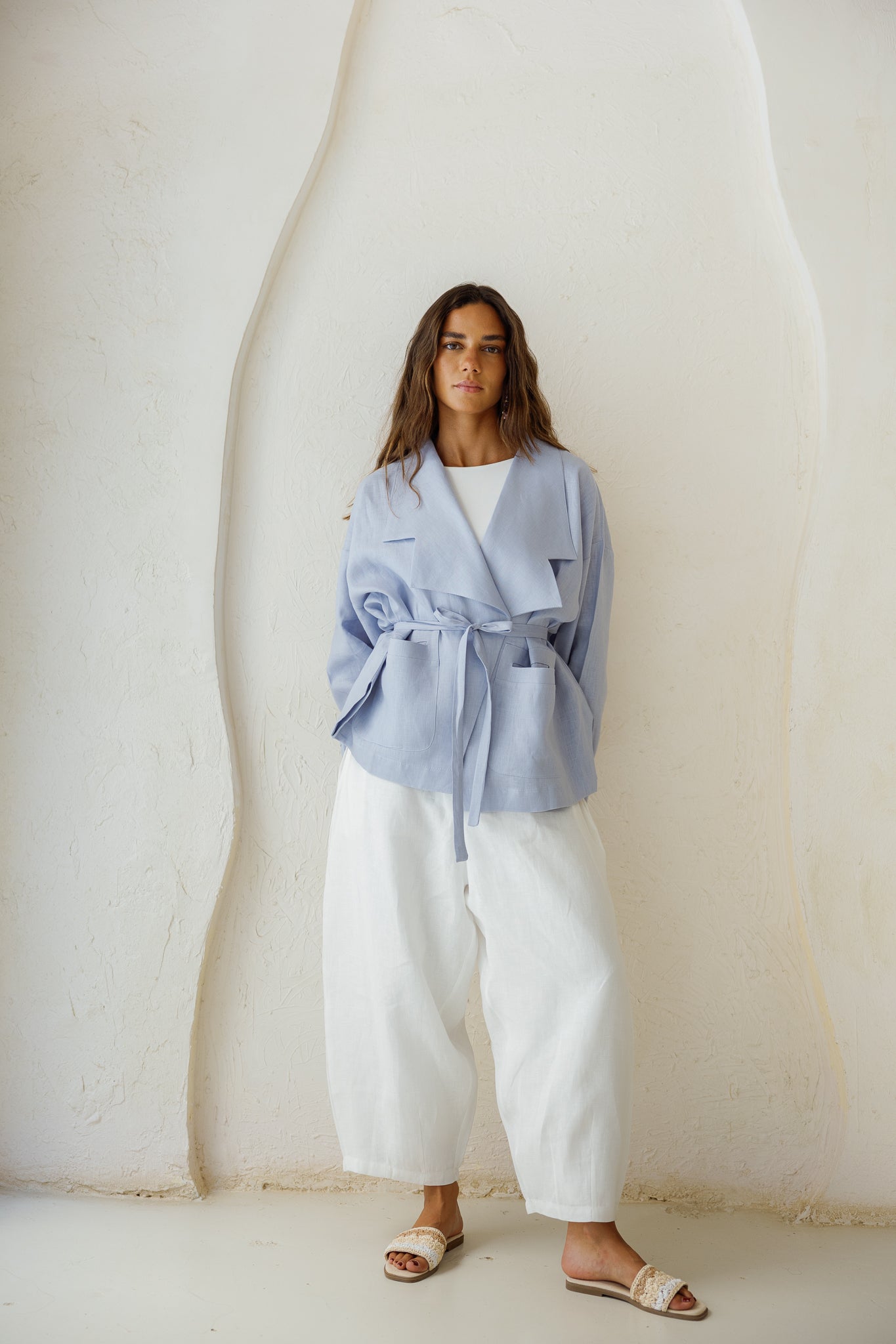 Full of Sunshine Linen Cardigan - Cloud Blue