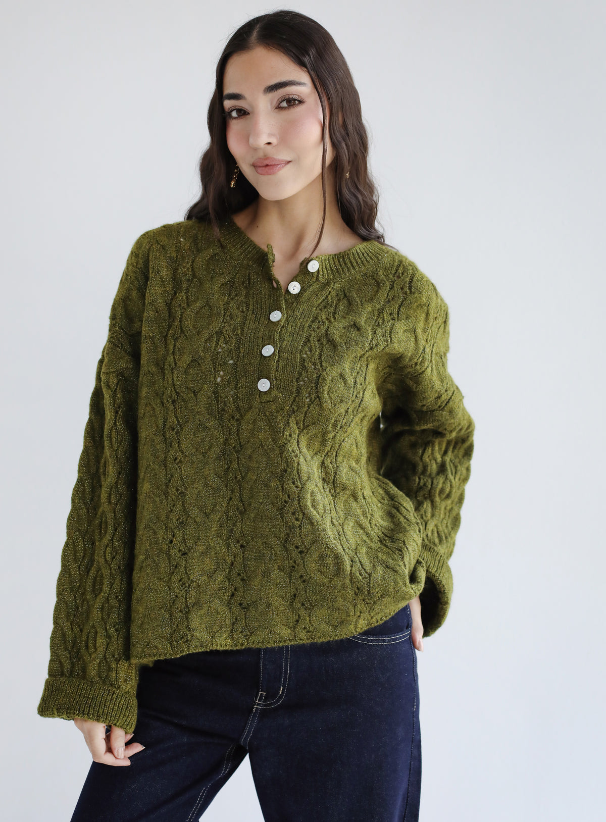 Sweet as you knit sweater - Olive
