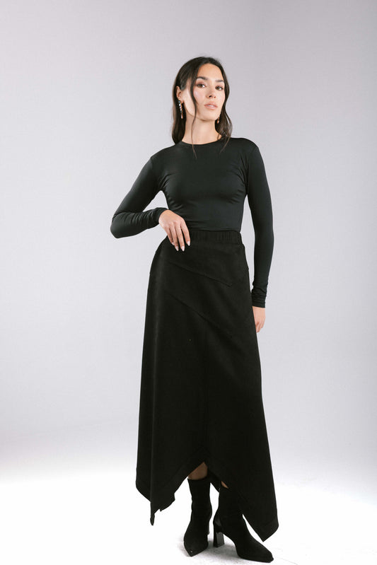 In Her Moment Suede Skirt - Black