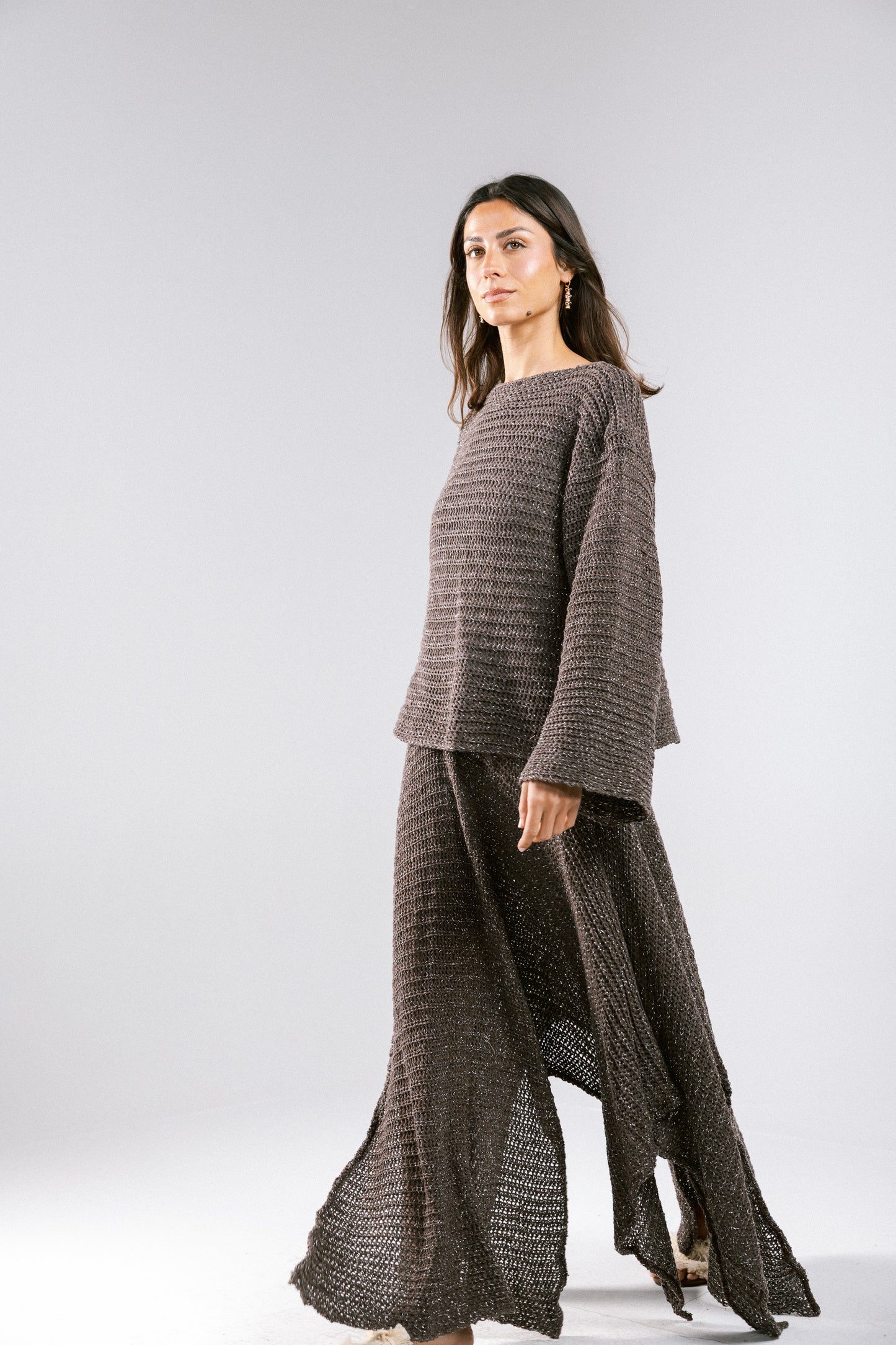 Shore Nights Crochet Skirt - Brown