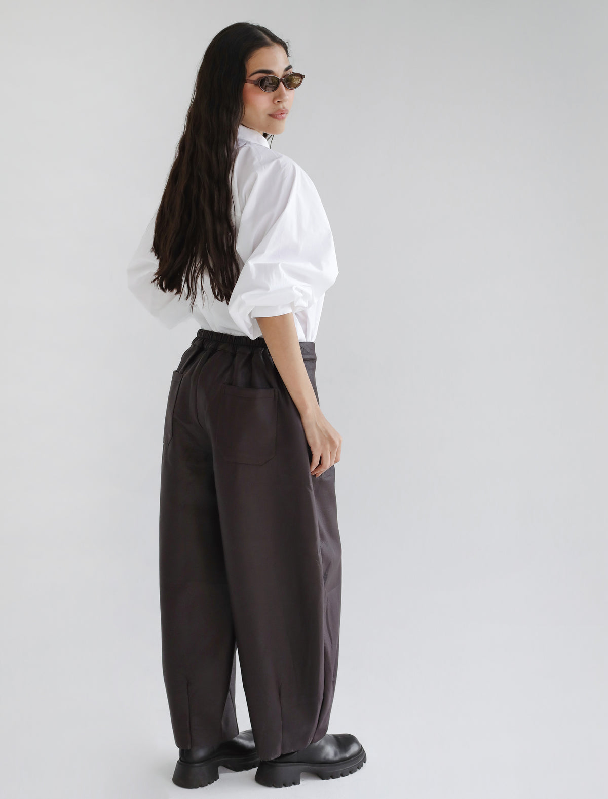 Essential Balloon Leather Pants - Brown