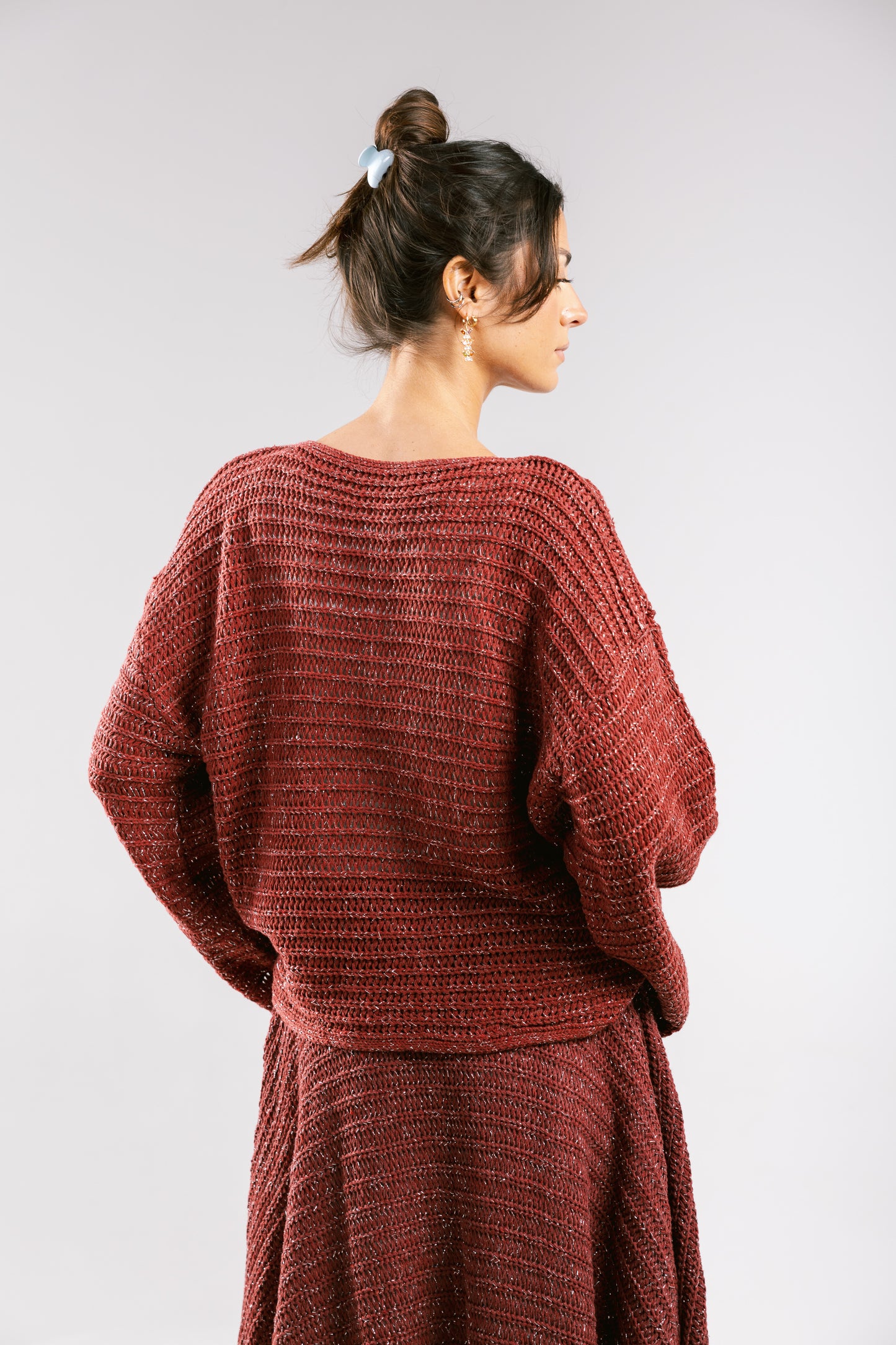 Seascape Crochet Top - Burgundy