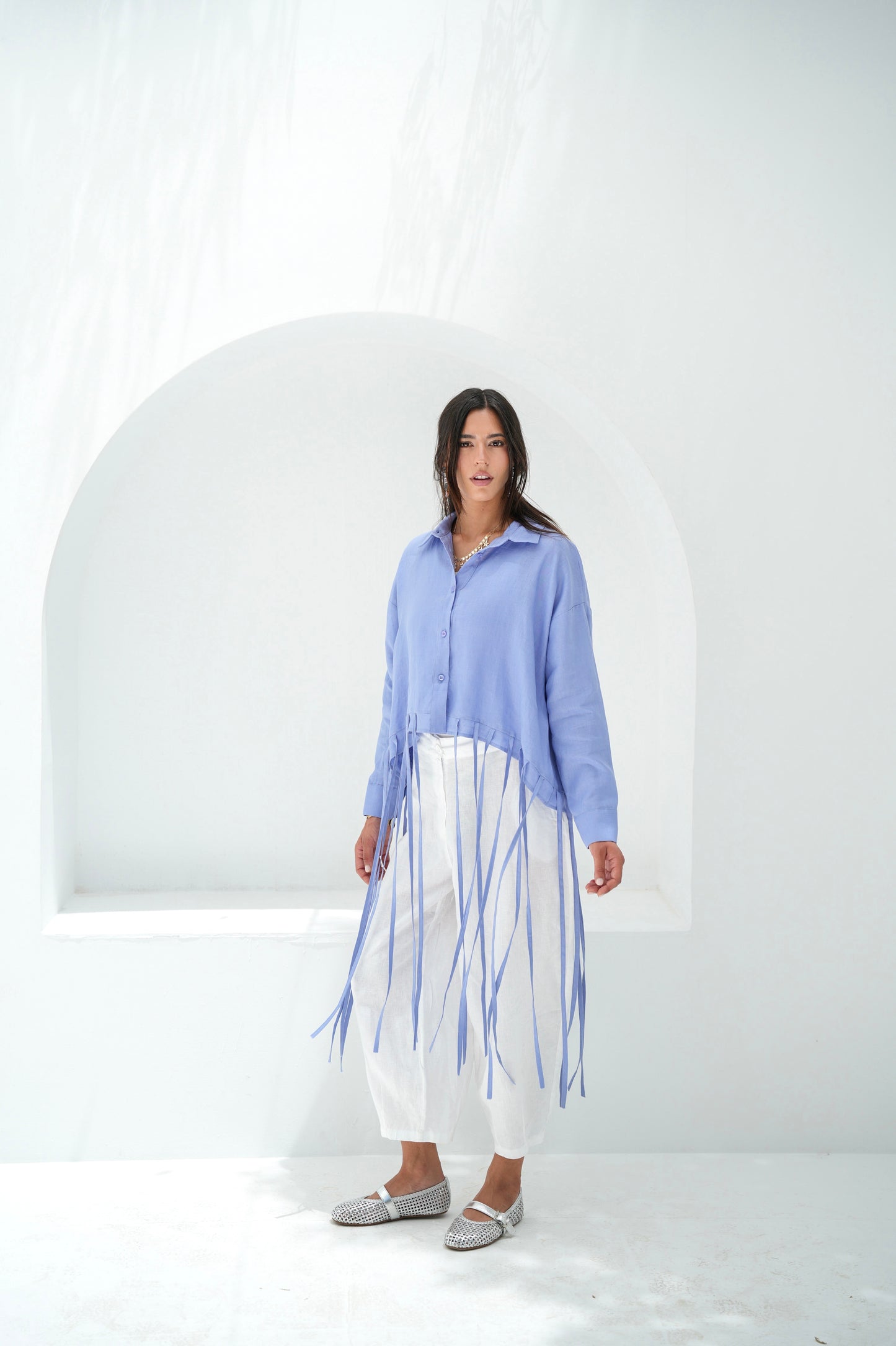 Girl’s Girl Linen Top - Sky Blue