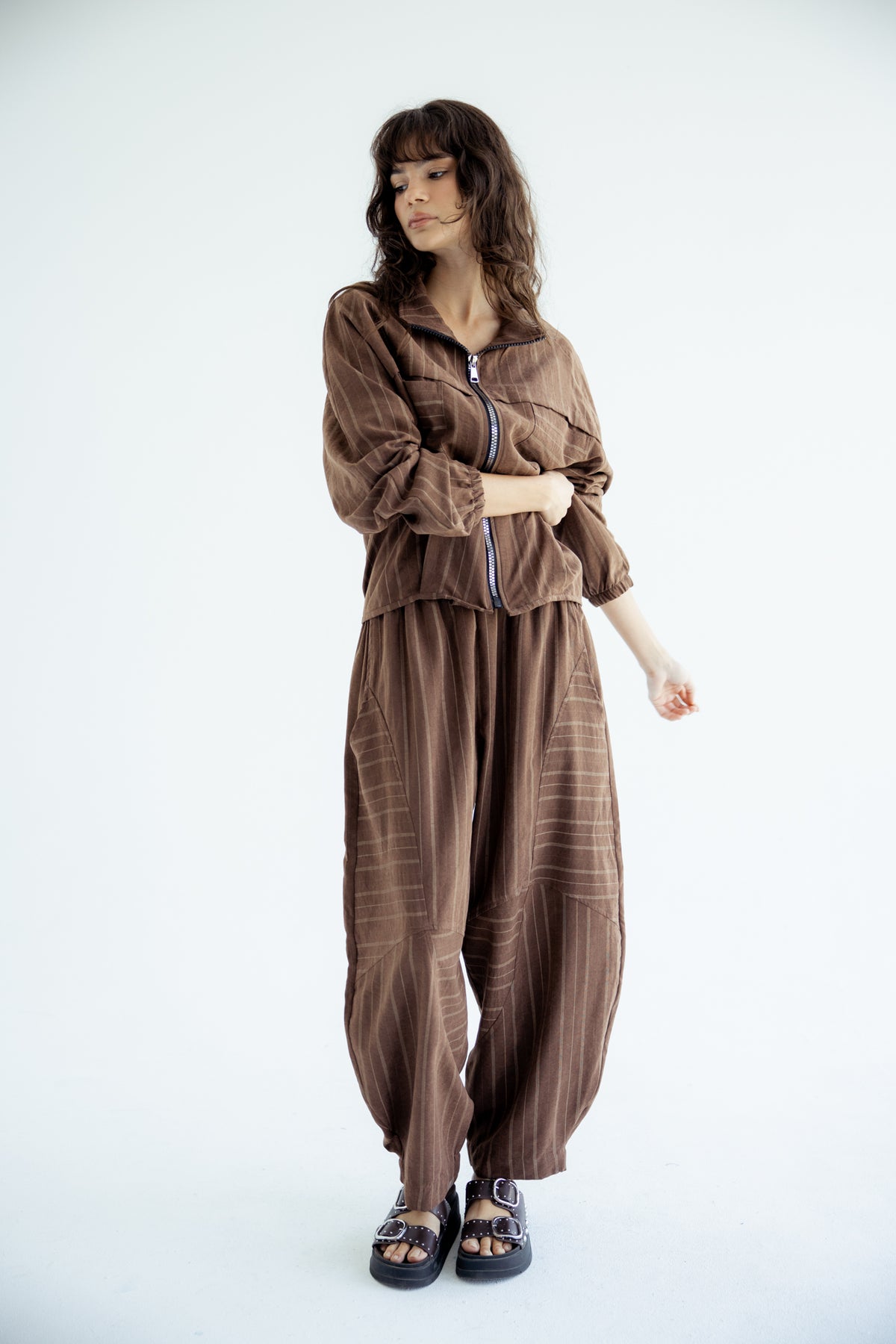Now or Never Striped Set - Brown
