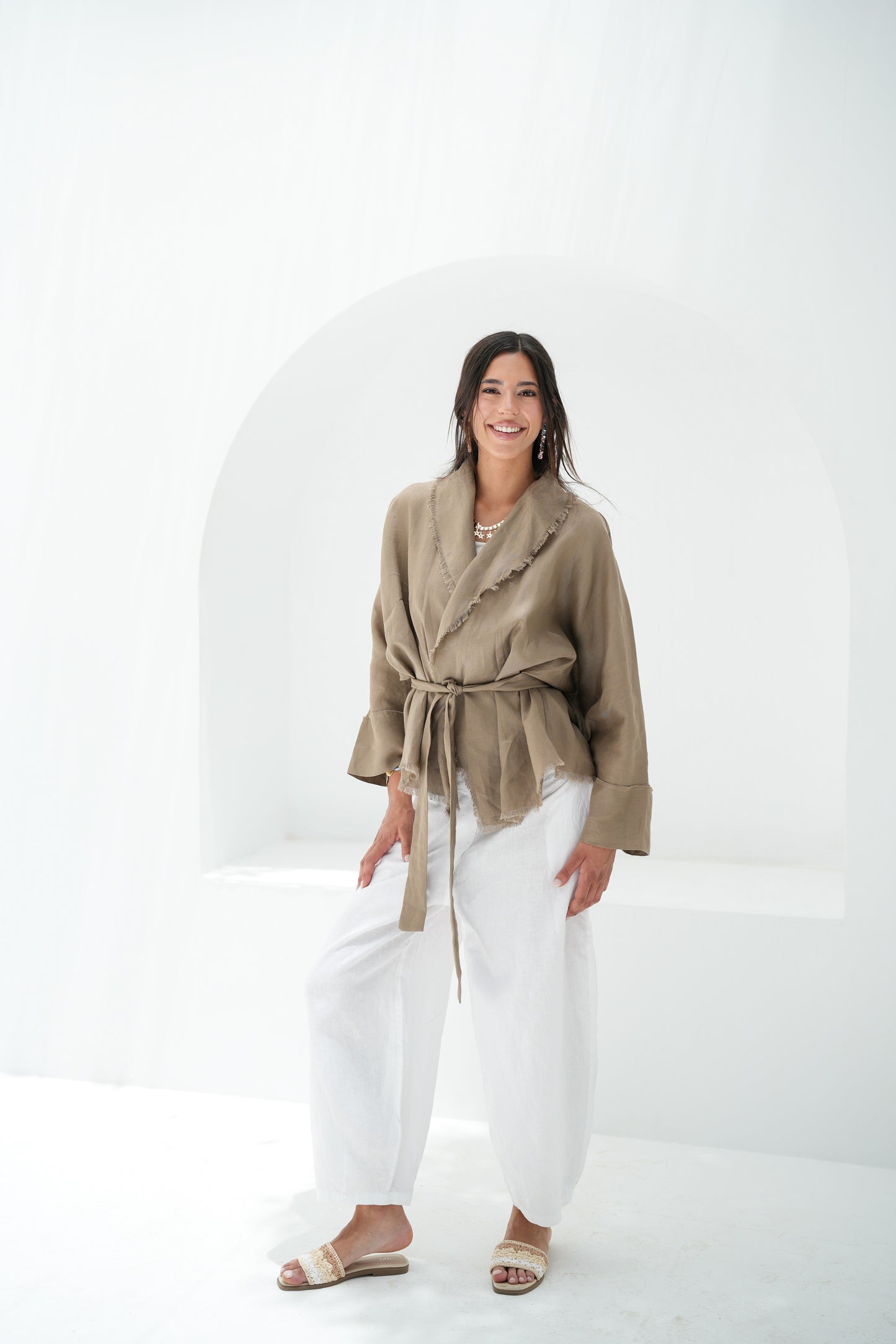 Sun Chaser Linen Cardigan - Taupe