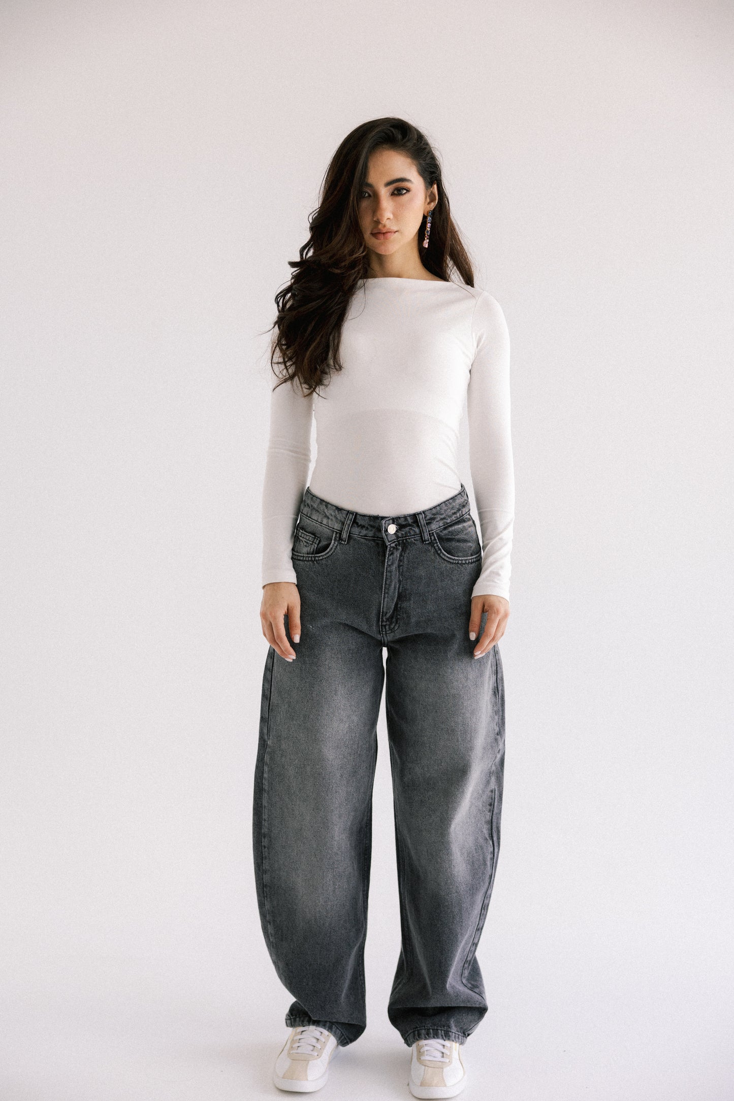 One and Only Balloon Denim Pants - Washed Grey